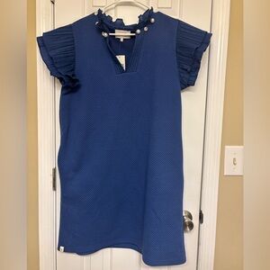 Simply Southern Navy Dress with Ruffled Sleeves